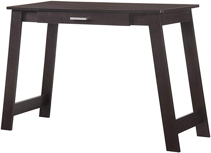 ioHOMES IDF-DK805 Jaylyn Modern Office Desk with Single Drawer and Angled Legs, Espresso
