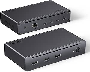 UGREEN Revodok Max 208 Dock Station Accueil 8 en 1 Triple Thunderbolt 4 15W 40Gbps Unique 8K30Hz Double Écran 4K60Hz Hub USB 3.2 10Gbps Dock USB C Ethernet RJ45 1000Mbps DC 140W Alimenté