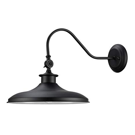 Globe Electric Swivel Wall Sconce, Black Finish, Frosted Glass Diffuser, 1x Medium Base 60W Bulb (sold separately), 44095, 12"