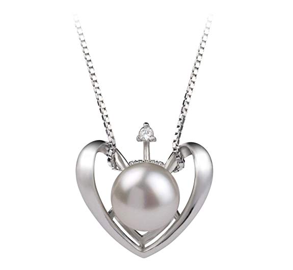 Heart 9-10mm AA Quality Freshwater 925 Sterling Silver Cultured Pearl Pendant For Women