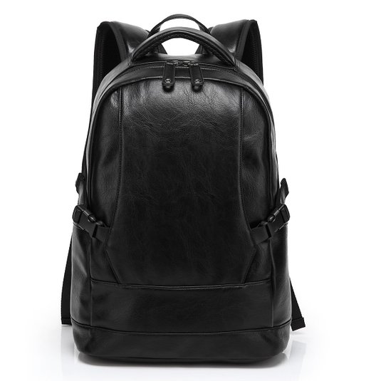 BAOSHA Mens TOP PU Leather Laptop Backpack College School Backpack Black