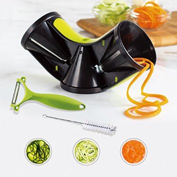 Joiedomi Newest Vegetable Spiralizer Bundle: Tri-Blade Spiral Slicer, Zucchini Spaghetti Maker, Vegetable Pasta Maker (Black)