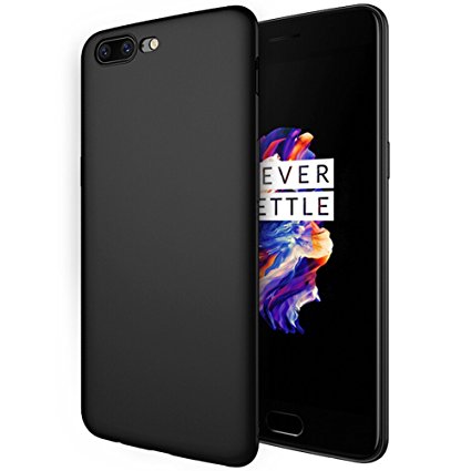 OnePlus 5 Case,Screen Protector,AMACASE Perfect Slim Fit Ultra Thin Protection Series Case for Oneplus 5 TPU Case and Screen Protector-Black