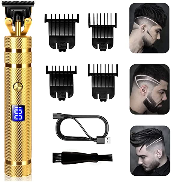 Hair Clippers for Men, Rechargeable Professional Hair Trimmer Cordless Zero Gapped T-Blade Trimmer Edgers Clippers Electric Beard Trimmer Shaver Hair Cutting Grooming Kit Gifts for Men (HY007)