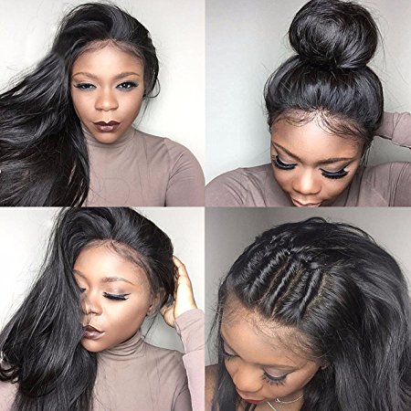 Yazi Hair Lace Front Wigs for Black Women Straight Human Hair Long Lace Front Wig (14inch with 130% density natural color)