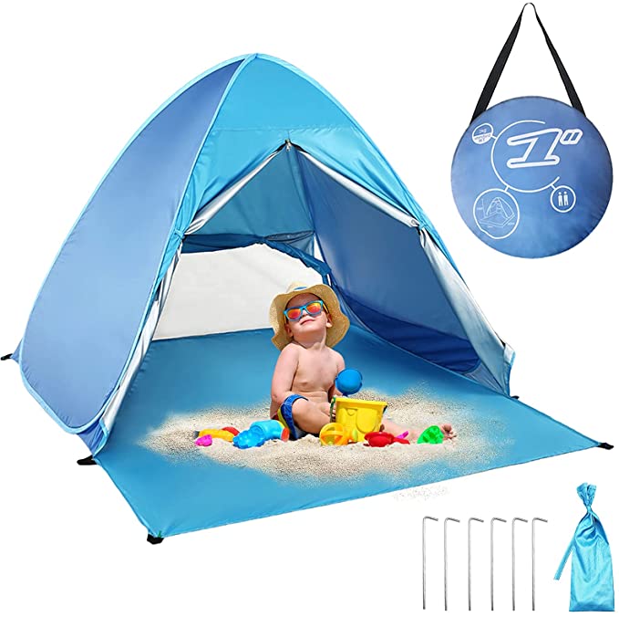 Pop Up Beach Tent Shelters & Gazebos for Kids 2-3 Person Automatic Instant Beach Tent Windbreaker Camping Outdoor Baby Tent Fishing Sun Shelters for Family, Fishing, Picnic, Garden
