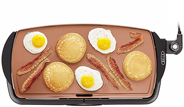 BELLA 10.5 x 20 Inch Copper Titanium Coated Electric Non-Stick Griddle, 1500 Watts 14606