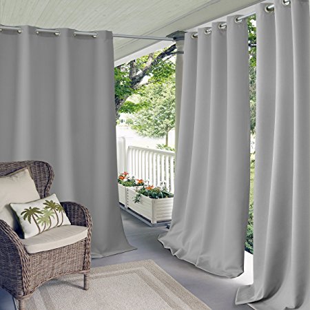 Elrene Home Fashions 20865ELR Connor Indoor/Outdoor Solid Grommet Panel Window Curtain,Gray,52" X 95"