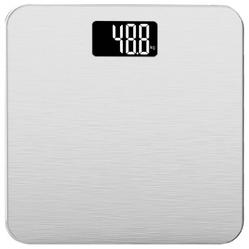 Smart Weigh 400lb  180kg Electronic Bathroom Scale with Sleek Tempered Glass Platform Advanced Step-On Technology and Large Backlit LCD Display Silver