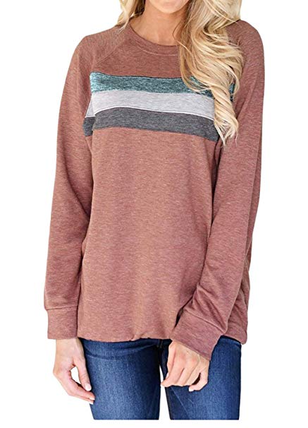 Haogo Womens Casual Long Sleeve Pullover Sweatshirts Loose Tunic Blouse Tops