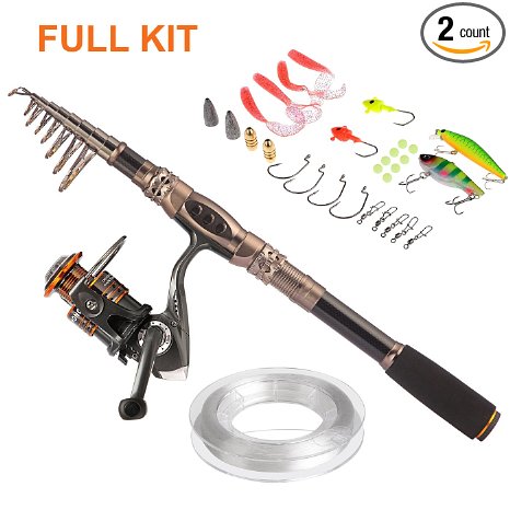 Plusinno TM Spin Spinning Rod and Reel Combos Carbon Telescopic Fishing Rod with Reel Combo Sea Saltwater Freshwater Kit Fishing Rod Kit