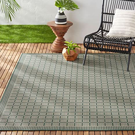 Home Dynamix Nicole Miller New York Patio Country Luna Indoor/Outdoor Area Rug, Green/Beige, 7'9"x10'2" Rectangle