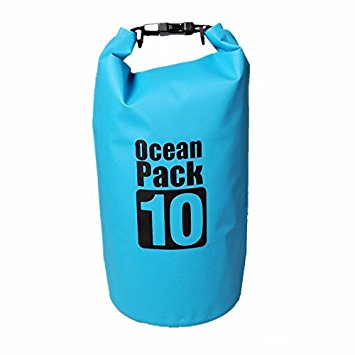 Getko 10 Liter Heavey-Duty PVC WaterProof Ocean Pack Dry Bag Sack for Kayaking - Boating - Canoeing - Fishing - Rafting - Swimming - Camping - Snowboarding