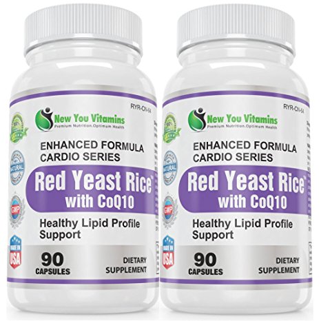 Red Yeast Rice With CoQ10 180 Capsules 2 Bottle-Pack BEST DEAL ANYWHERE! Cholesterol Support 180 Capsules 2 Bottles