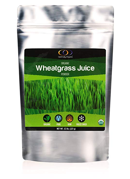 Organic Wheatgrass Powder 1/2 Lb - All-Organic, All-Raw, Freeze- Dried Wheatgrass Powder