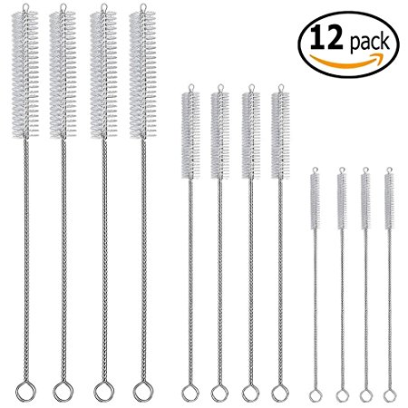 [Extra Long] 12-Piece Drinking Straw Cleaning Brush - Straw Cleaner ( 12", 10", 8") - Bendable Cleaning Brush For Multiple Size Straws