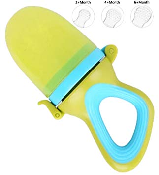 Kidsmile Pulp Silicone Fresh Food Feeder with 3 Size Silicone Mess Bags - Toddler Soothing Teether - Silicone Teether Nibbler, Best Teething Toy for Baby, Green