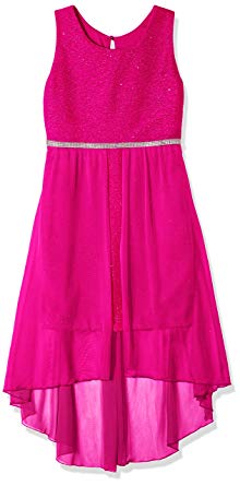 Amy Byer Girls' Big 7-16 Sleeveless High-Low Party Dress with Lace Bodice