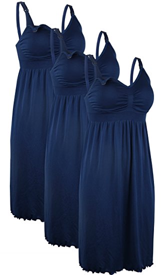 iLoveSIA 3PCS Women's Maternity Breastfeeding Dress Nursing Nightgown