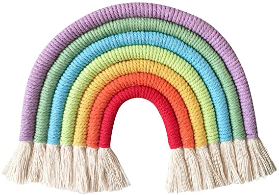 ikasus Macrame Wall Hanging,Macrame Woven Rainbow Wall Decor, Baby Room Decor Chic Home Decoration for Apartment Bedroom Nursery Baby Kids Living Room Playroom