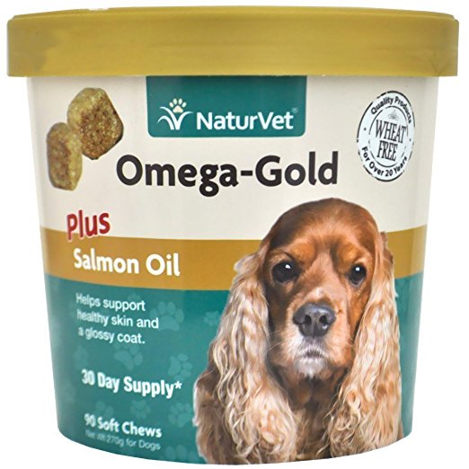 NaturVet Omega-Gold Plus Salmon Oil for Dogs, Soft Chews, Made in USA