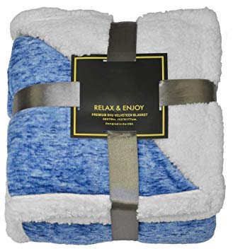 Napa Sherpa Throw Blanket Snow Blue 50" x 60", Super Soft Micro Fleece Plush Bed Throw TV Blanket Reversible