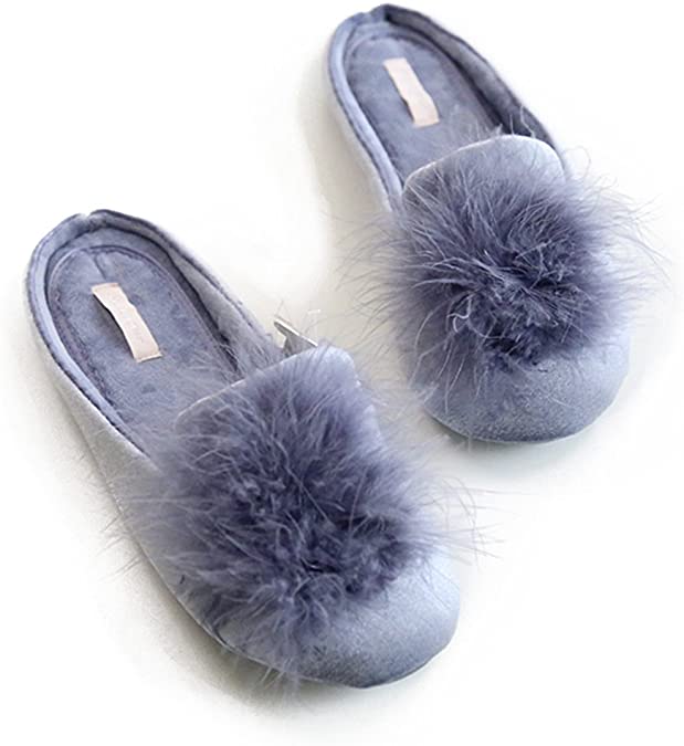 Women's Cozy Velvet Memory Foam House Slippers Non Slip Soles