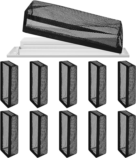 12 Pcs Floor Register Cover Floor Register Trap Cover Screen Vent Screen for Home Floor Register Vent Mesh Elastic Band Filter Floor Register Trap Keeps Pet Hair, Food Out (Black,4 x 10 inch)