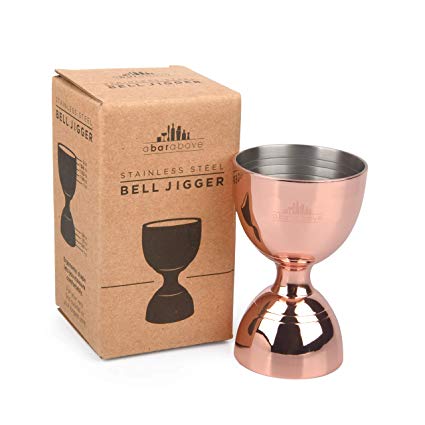 Copper Bell Jigger by A Bar Above - Premium Double Cocktail Jigger, 1oz/2oz made from Stainless Steel 304