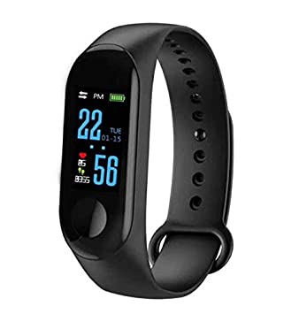 NR MART ® Sport Fitness Band Tracker Watch Heart Rate Waterproof Body Functions Like Steps Counter, Calorie Counter, Blood Pressure, Heart Rate Monitor LED Touchscreen Black