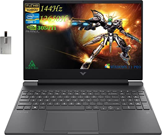 HP 2022 Victus 15.6" FHD 144Hz Gaming Laptop, Intel 12th Core i7-12650H, 16GB RAM, 1TB PCIe SSD, NVIDIA GeForce RTX 3050 Ti 4GB, Backlit Keyboard, Win 11 Pro, Mica Silver, 32GB Snowbell USB Card