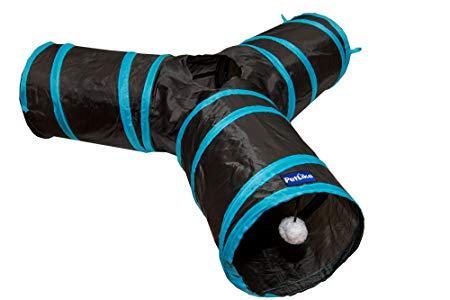 3 Way Tunnel For Cats By PetLike: Three Way Kitten Toy, Collapsible Cat Tube For Exercise, Entertainment & Run | Durable & Comfortable Hideaway | Pet Friendly & Fun For Kittens, Small Dogs & Rabbits