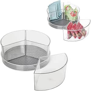 Spectrum Lazy Susan Organizer, Hexa 3 Divider with Removable Bins 11" - Lazy Susan Turntable for Cabinet, Refrigerator, Pantry, Table, & Shelf - Rotating & Spinning Pantry Organization & Storage