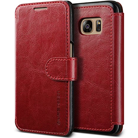 Galaxy S7 Case, VRS Design [Layered Dandy][Wine Red] - [Card Slot][Flip][Slim Fit][PU Leather][Wallet] - For Samsung Galaxy S7 SM-G930 Devices