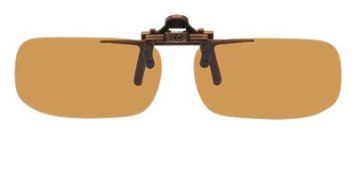 Polarized Clip on Flip up Plastic Sunglasses, True Rectangle, 51mm Wide X 29mm High (113mm Wide), Available in Polarized Brown
