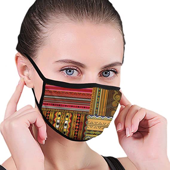 4 Decorative African Vintage Ethnic Unisex Outdoor Sport Mouth Face Mask Washable Reusable Anti Pollution Dust Mask for Adult Kids