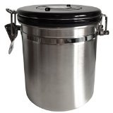 BEST Coffee Canister by Coffee Gator - Premium Quality Stainless Steel Bean Container For Better Tasting Coffee - Keeps Flavor Locked - Vacuum Seal Vents Away CO2 Gas - Treat Your Beans Today