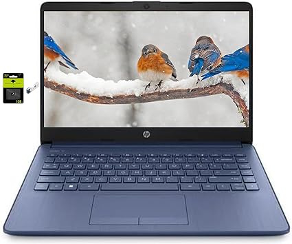 HP 14" Laptop Stream Ultral Light for Students and Business, Intel Celeron N4120, 8GB RAM, 192GB Storage (64GB eMMC 128GB Ghost Manta SD Card), 1 Year Office 365, HDMI, WiFi, USB-A&C, Win 11