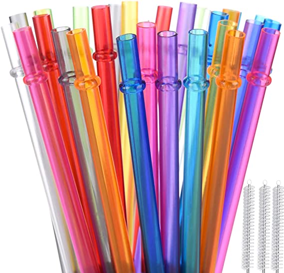 ALINK 35-Pack Tritan Hard Plastic Reusable Straws with Cleaning Brush, 10.5 in Long Thick Unbreakable Straws for 30 OZ Tumblers, Mason Jar, Yeti, Tervis