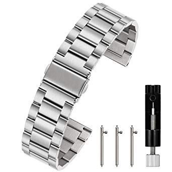 Berfine Quick Release Watch Strap,16mm 18mm 20mm 22mm 24mm Premium Solid Stainless Steel Watch Band Replacement