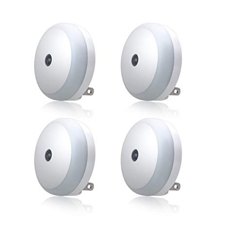 LED Night Light, M1801, Plug-in Night Light Lamp, Dusk to Dawn Sensor Light for Bedroom, Bathroom, Kitchen, Hallway, 4-Pack (Warm White)