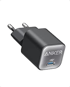 Caricabatterie USB C GaN Anker 30W, Caricabatterie 511 (Nano 3), Caricabatterie rapido PPS PIQ 3.0 per iPhone 13/13 Mini/13 Pro/13 Pro Max/12, Galaxy, iPad (cavo Non incluso), Nero