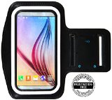 Galaxy S6  S6 Edge Running and Exercise Armband with Key Holder and Reflective Band Black