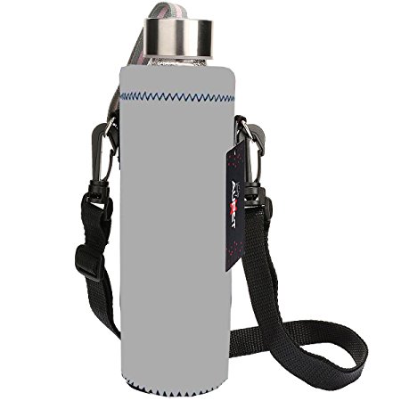AUPET Water Bottle Carrier,Insulated Neoprene Water bottle Holder Bag Case Pouch Cover 1000ML or 750ML,Adjustable Shoulder Strap, Great for Stainless Steel and Plastic Bottles, Sport and Energy Drinks