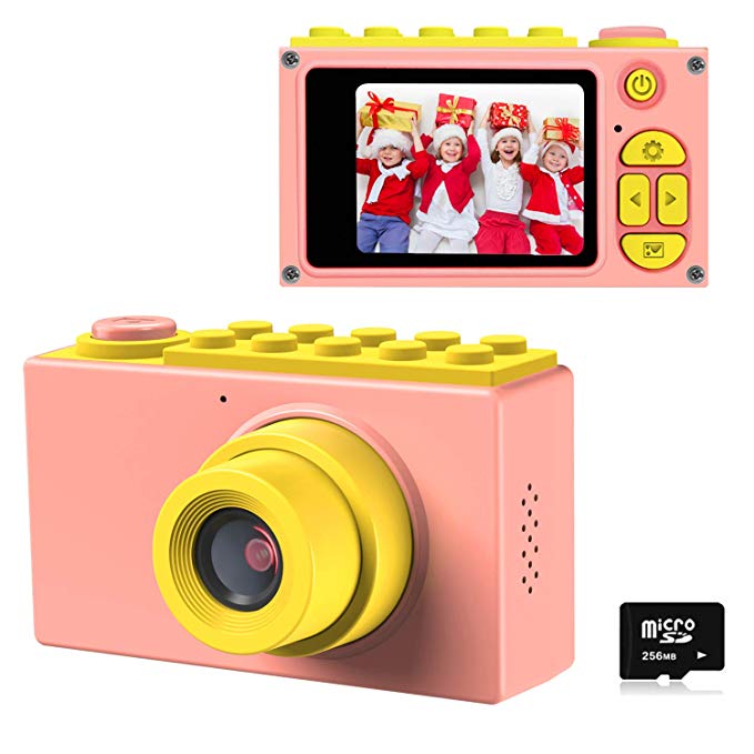 Kriogor Kids Camera, Children Digital Camera and Video Camcorder with 2 Inch Screen/8 Megapixel/4X Zoom/256M TF Card, Birthday Gift for Boys Girls (Pink)