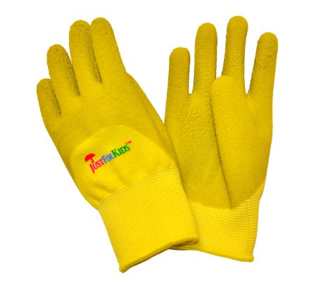 G & F 2040-2G JustForKids Premium Micro Foam Texture Coating Kids All Purpose Gloves, Yellow/Green