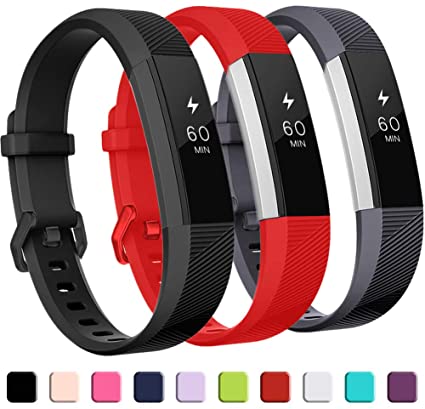 GEAK Bands Compatible with Fitbit Alta and Fitbit Alta HR, 3 Pack Soft Silicone Wristbands for Fitbit Alta HR Bands with Secure Metal Buckle for Men Women,Small Large