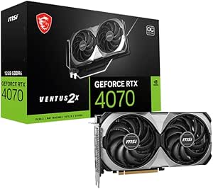 MSI Gaming GeForce RTX 4070 Ventus 2X E1 12G OC Graphics Card (Ada Lovelace Architecture, Extreme Clock: 2520 MHz, Memory Speed: 20 Gbps, 12GB GDDR6, 192-bit, DP/HDMI)