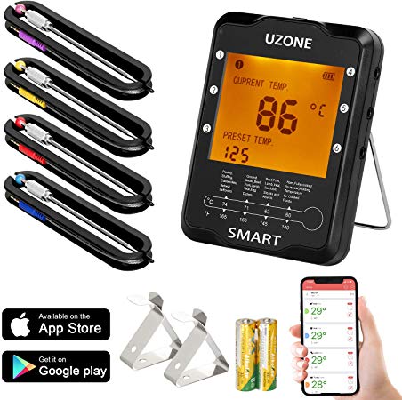 Meat Thermometer Wireless Grilling BBQ Smoker Kitchen Cooking iOS / Android