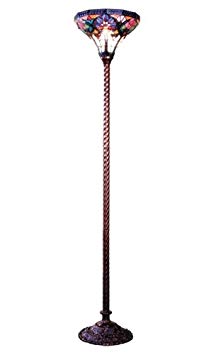Chloe Lighting CH14B197-TF1 Tiffany-Style Roses 1-Light Torchiere Floor Lamp with 14-Inch Shade